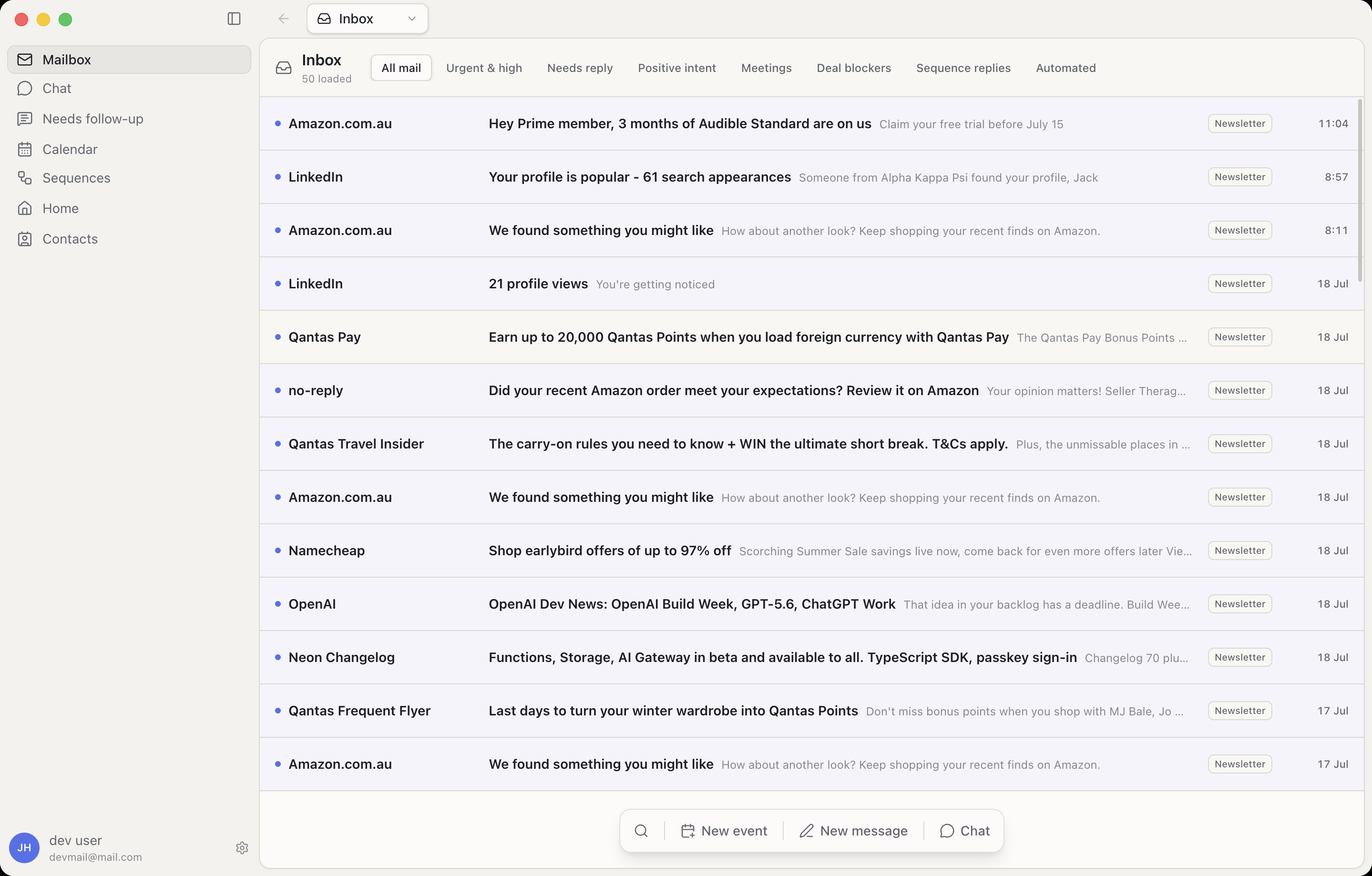 The Post inbox — replies automatically triaged into Urgent, Needs reply, Positive intent and more